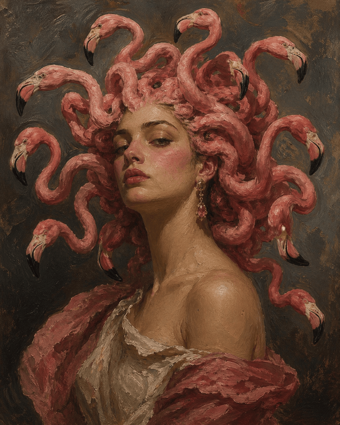 Олійний портрет Flamingo Beauty