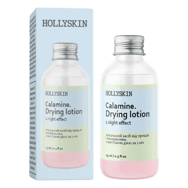 Local Acne & Redness Remedy With Instant Action For 1 Night Hollyskin Calamin. Drying Lotion, 15 Ml
